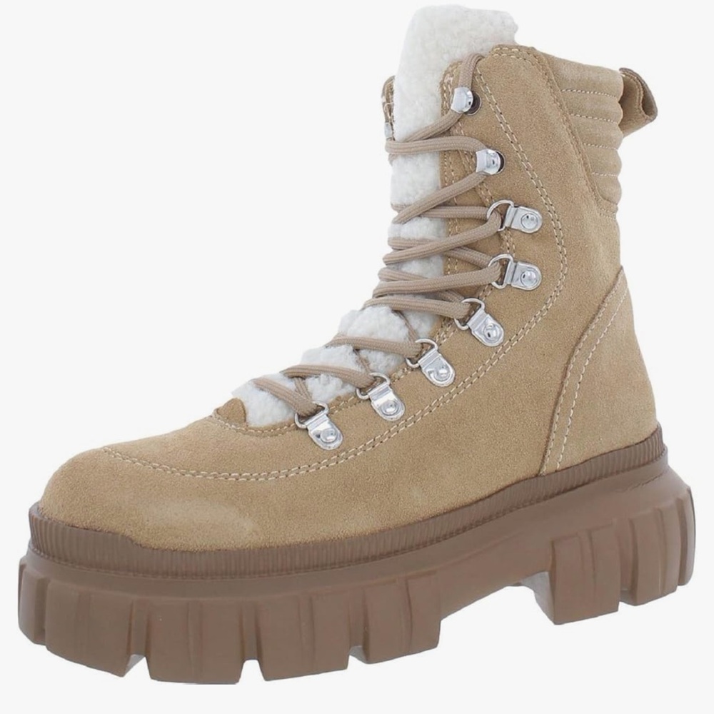 DKNY Womens Ciara Suede Ankle Combat & Lace-up Boots size 7